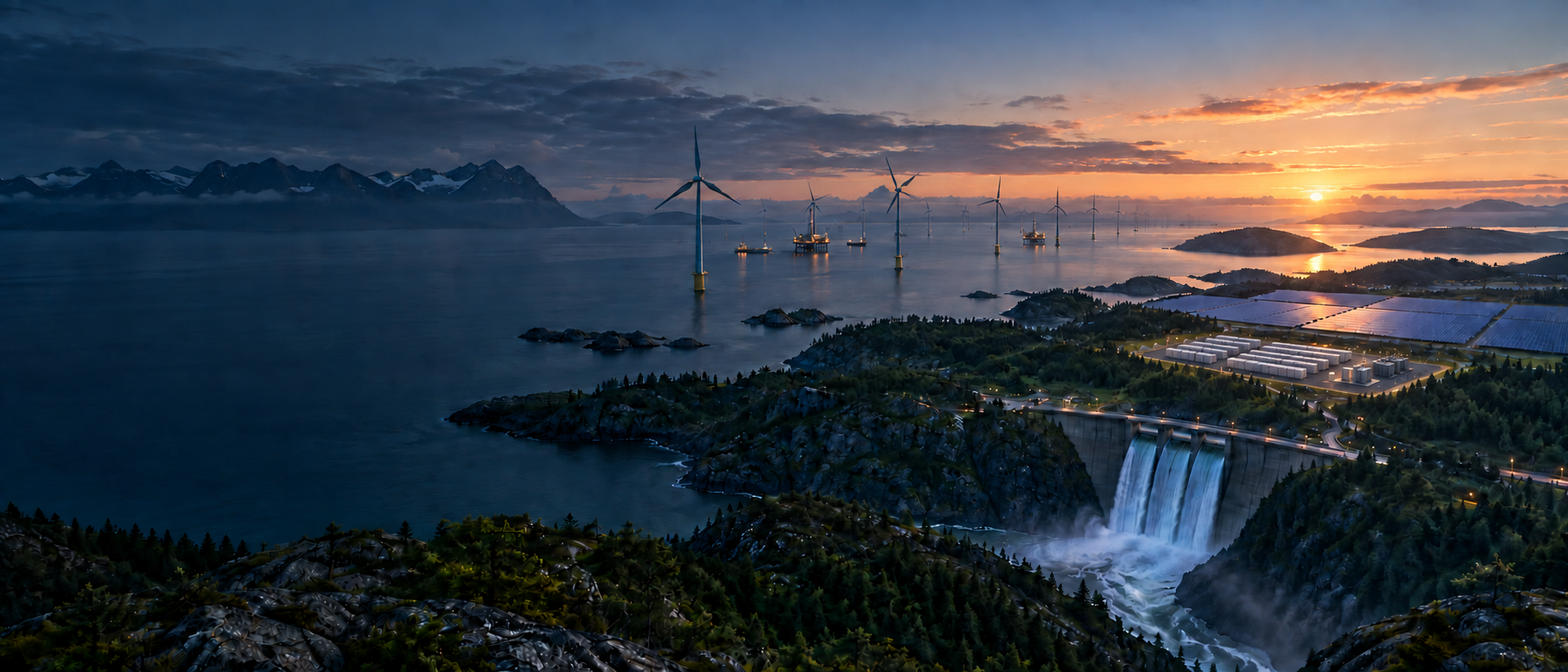 Integrated offshore wind, oil and gas, solar, battery storage and hydropower infrastructure